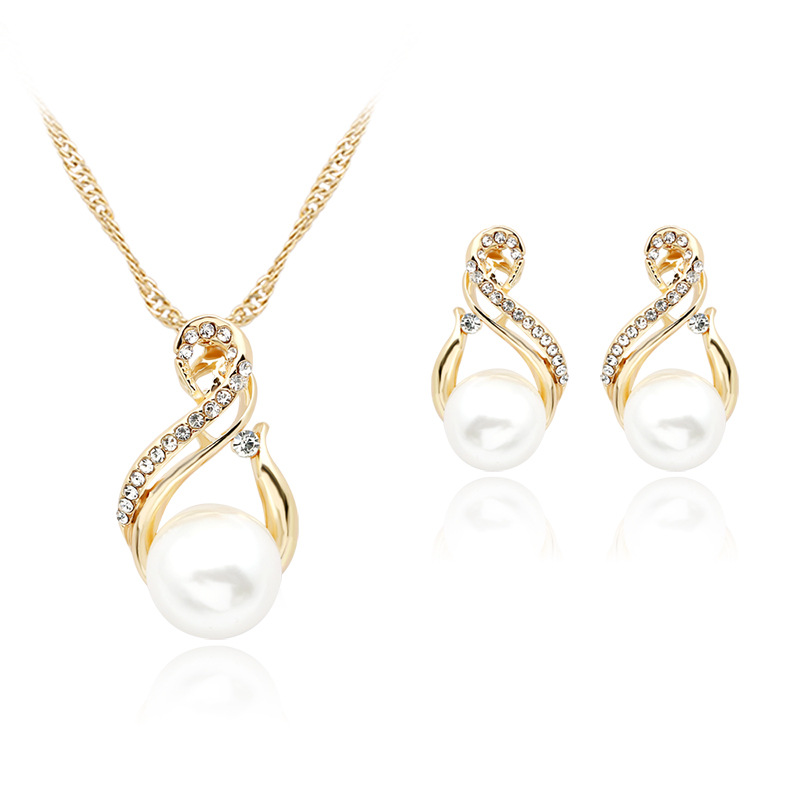 Ebay Foreign Trade Explosion Necklace Pearl Earring Set Japanese And