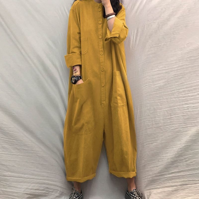 Plus Size Women's Jumpsuit Multi Pocket Shirt
