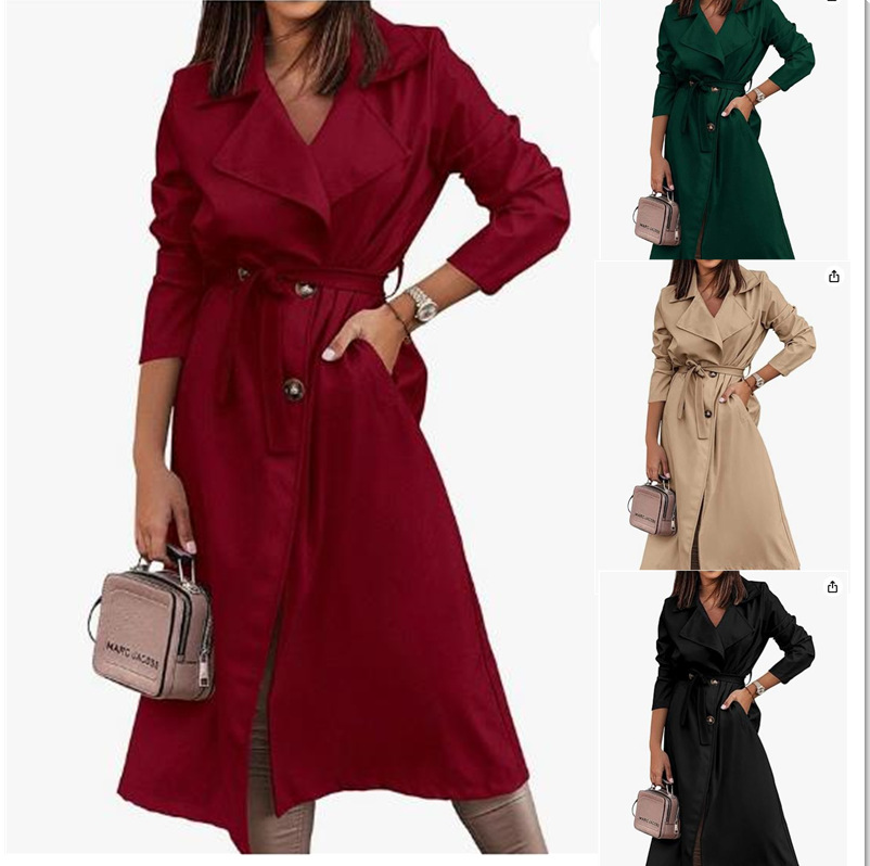 Women's Coat Plus Size Trench Tie-front Top
