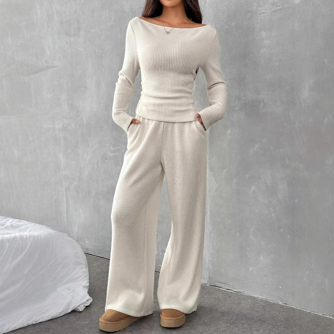 Casual Long Sleeve Straight-leg Pants Loose Temperament Suit