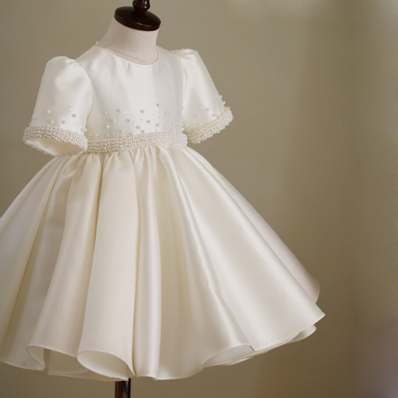 Girls Fashion Personality Solid Color Satin Dress