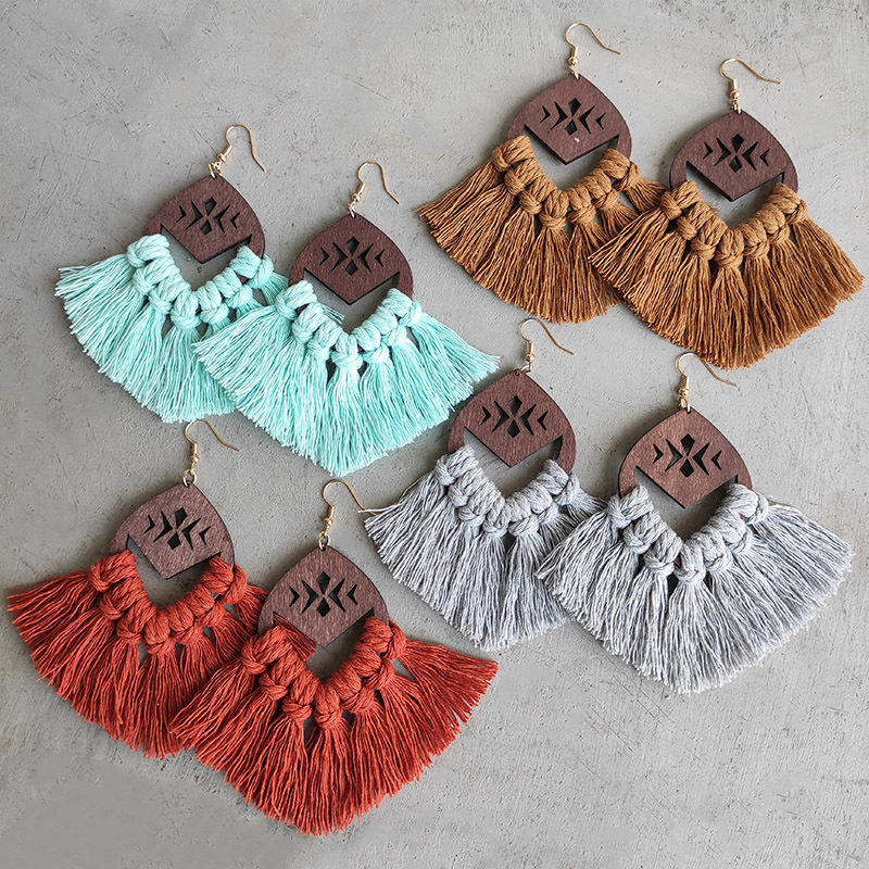 Summer Tassel Earrings Morandi Geometric Hollow