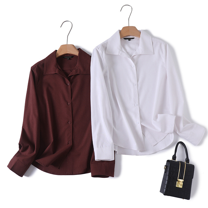 Solid Color High-grade Old Money Style Long Linen Sleeves Shirt
