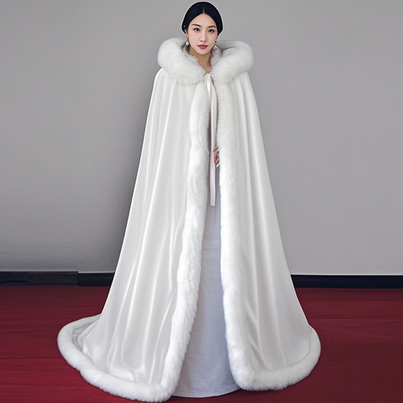 Retro Han Chinese Clothing High-grade Long Wool Cloak