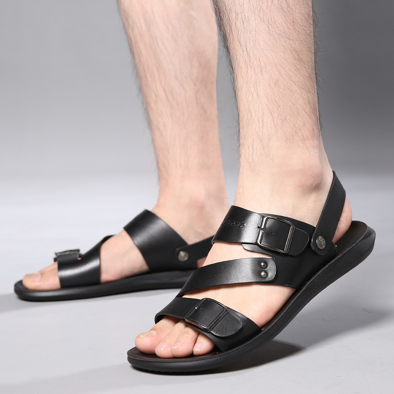Two-layer Leather Casual Fashion Beach Shoes Thick-soled Sandals Men's