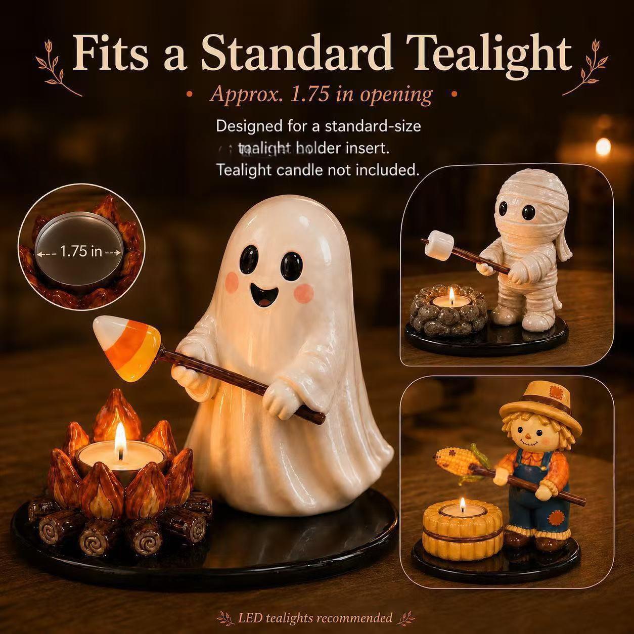 Halloween Campfire Tealight Holder Multi-purpose Resin Candle Figurine