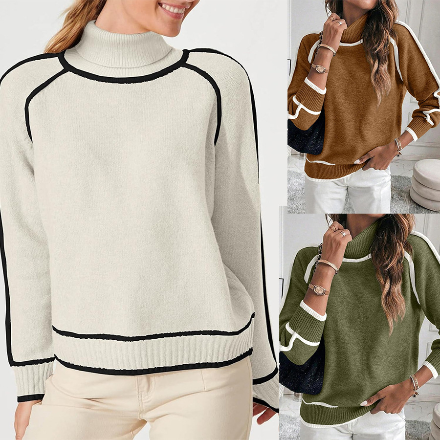 Autumn And Winter Solid Color Matching High-necked Casual Women's