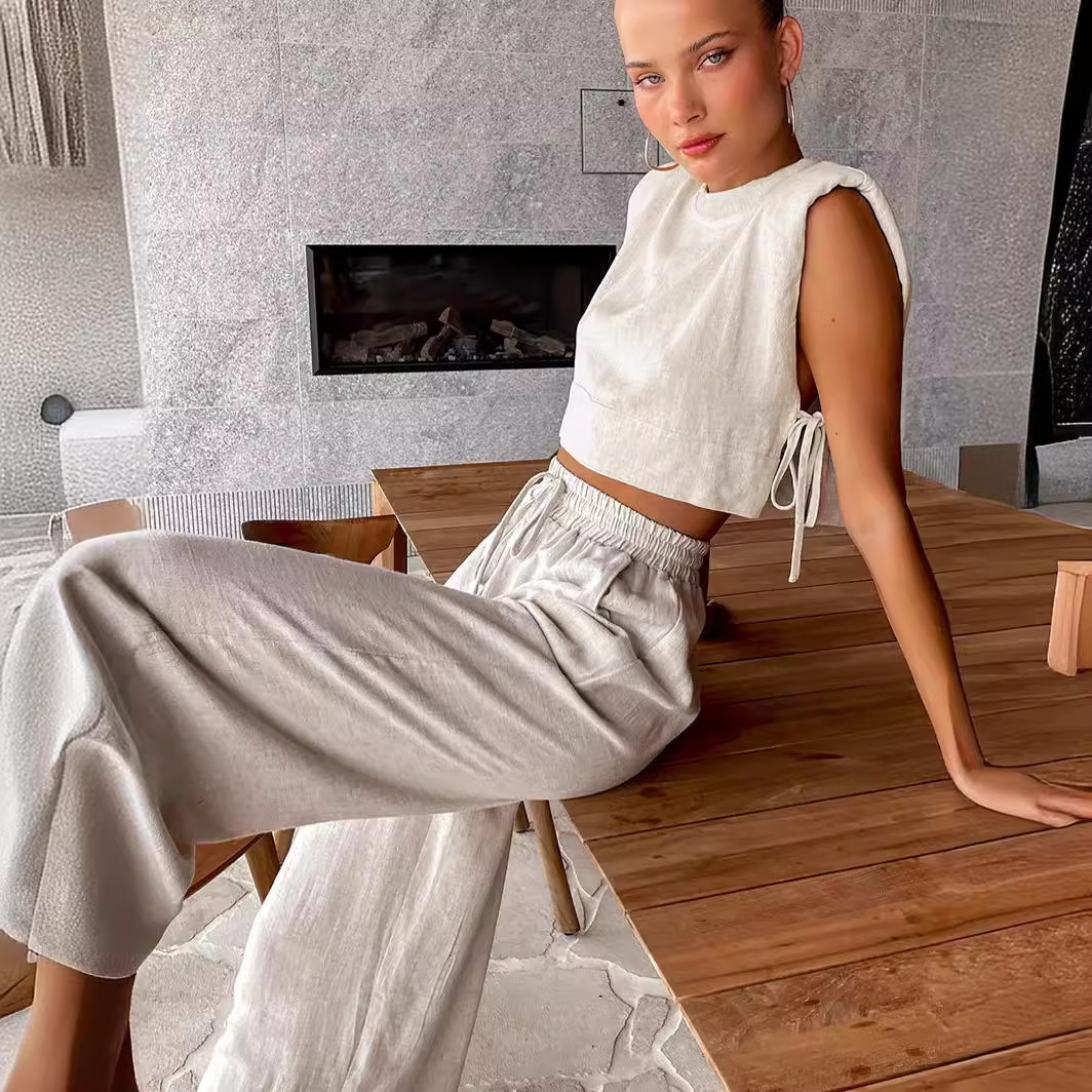 Women's European And American Casual Fashion Cotton Linen Set