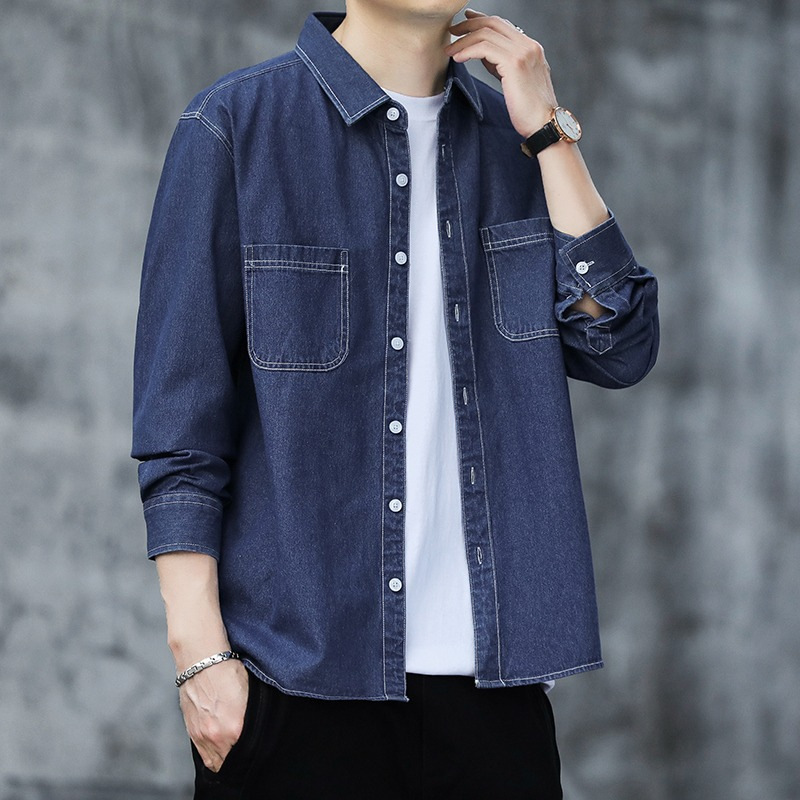 Men's Denim Long Sleeve Shirt Casual