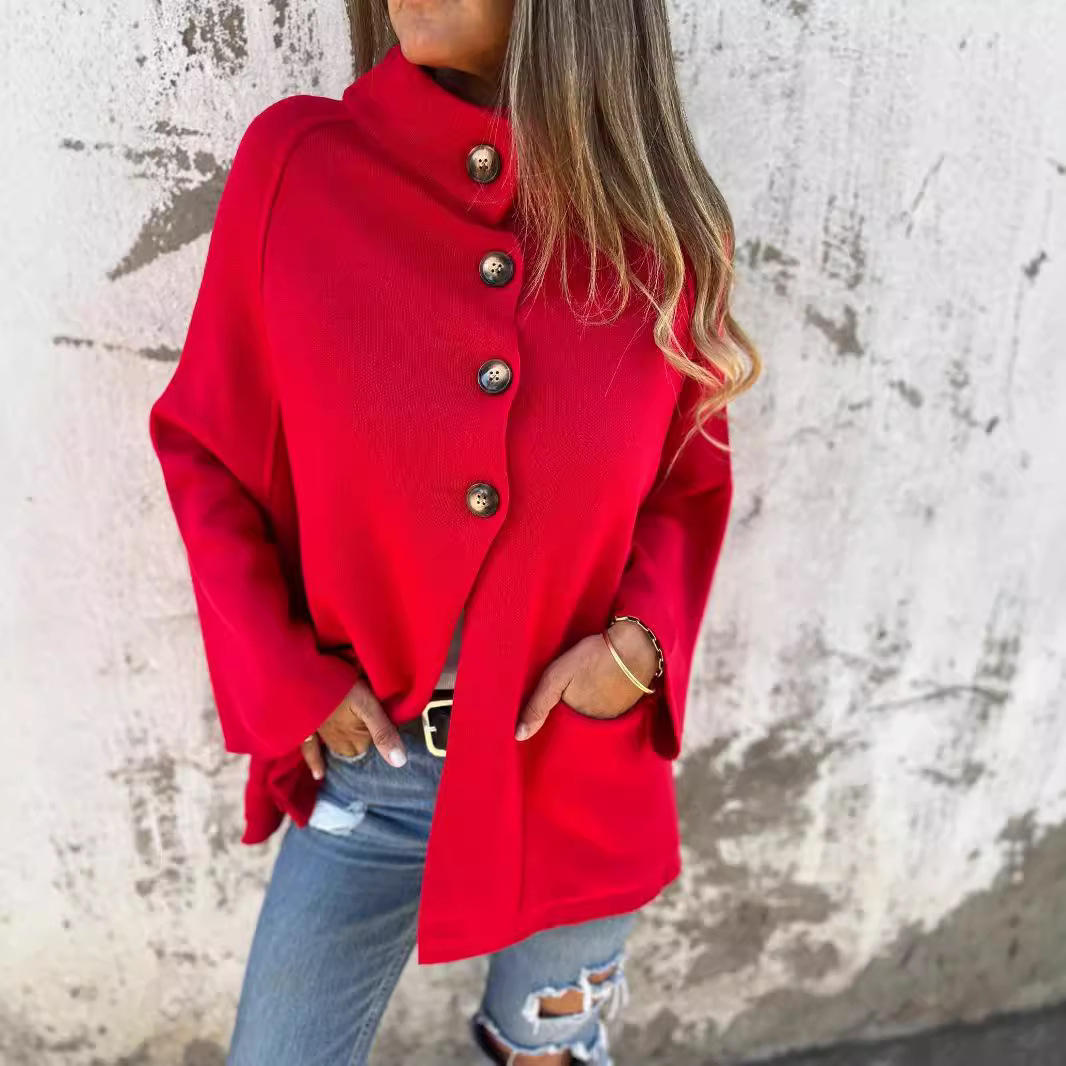 Ins Single Breasted Lapel Knitted Coat Fashion Pocket Long Sleeve