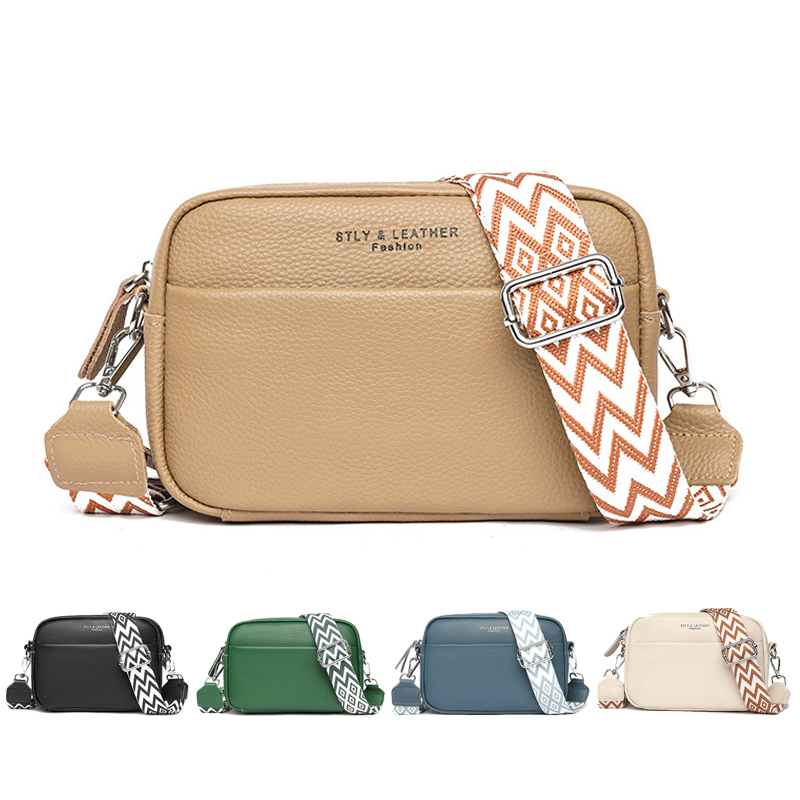 Fashion Shoulder Crossbody Bags With Rhombus Embroidered Wide Strap Cute
