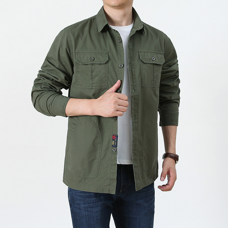 Four Seasons Long Sleeve Shirt Men's Thin Casual Plus Size