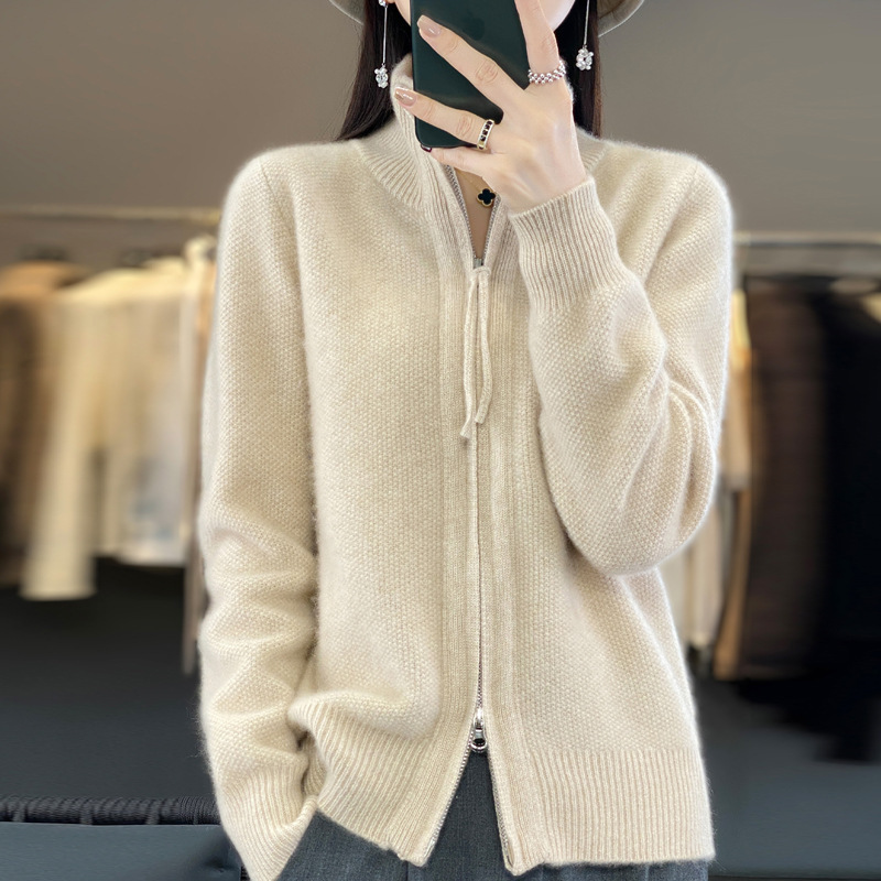 New Half Turtleneck Short Sleeve Retro Solid Color Sweater Coat For