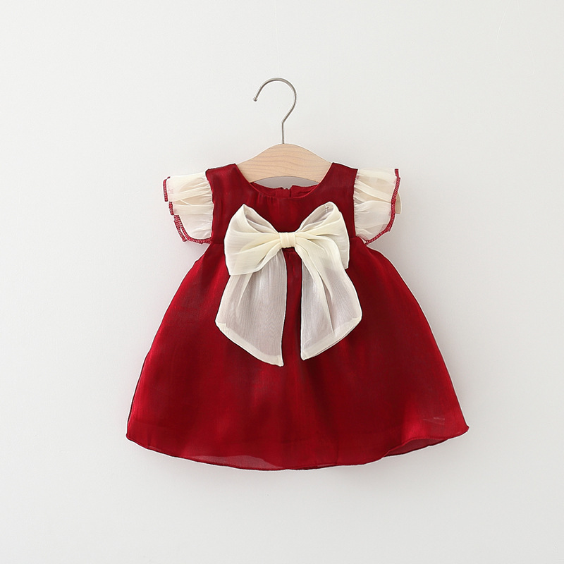 Summer Solid Color Twilight Yarn Korean Style Color-blocking Bow