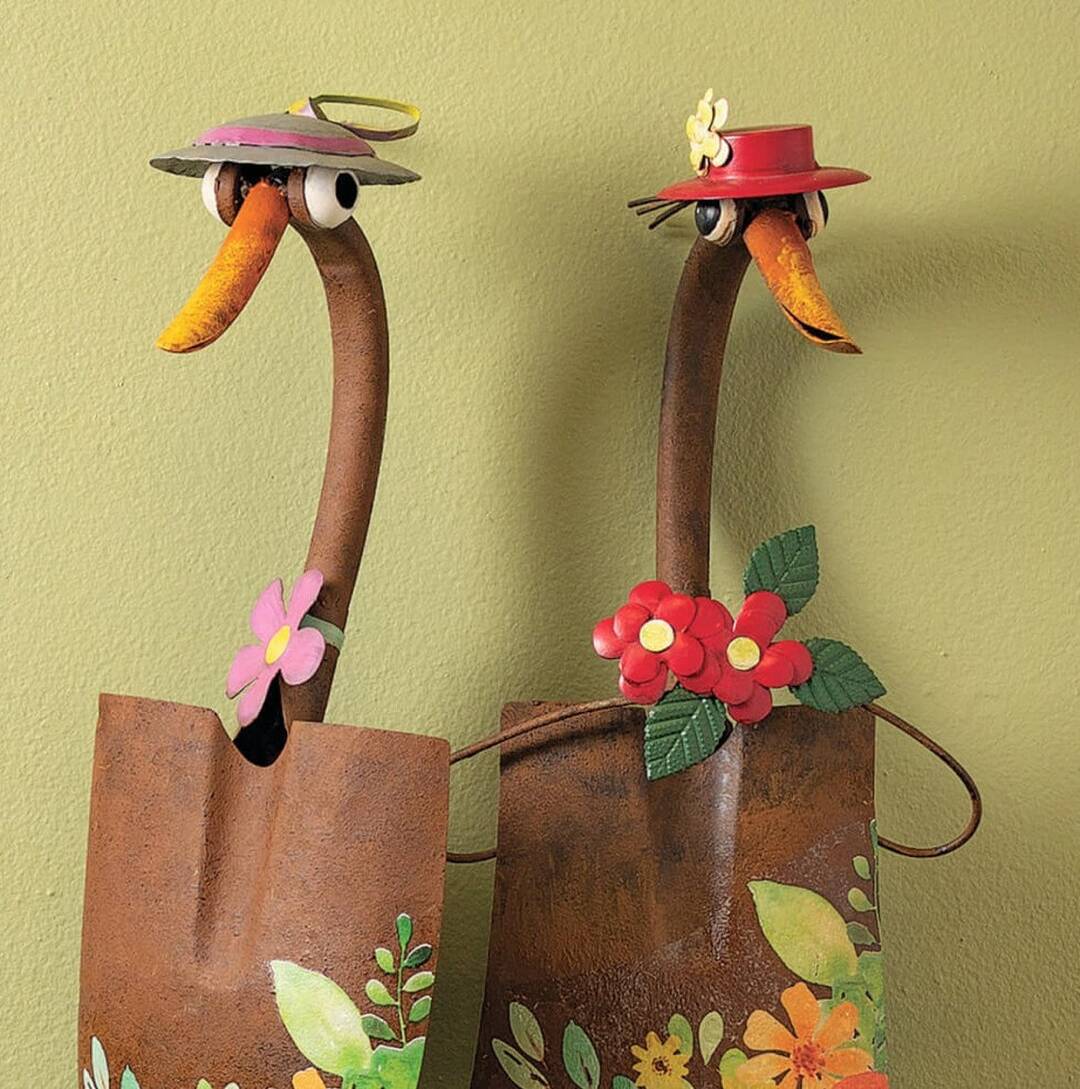 Cute Duck Garden Art Shovel Spade Craft Wrought Iron Decoration