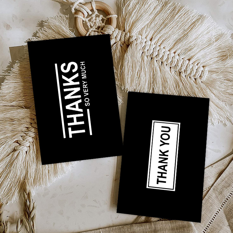 Gift Packaging 50 Sheetspack Simple Black Thank You Cards
