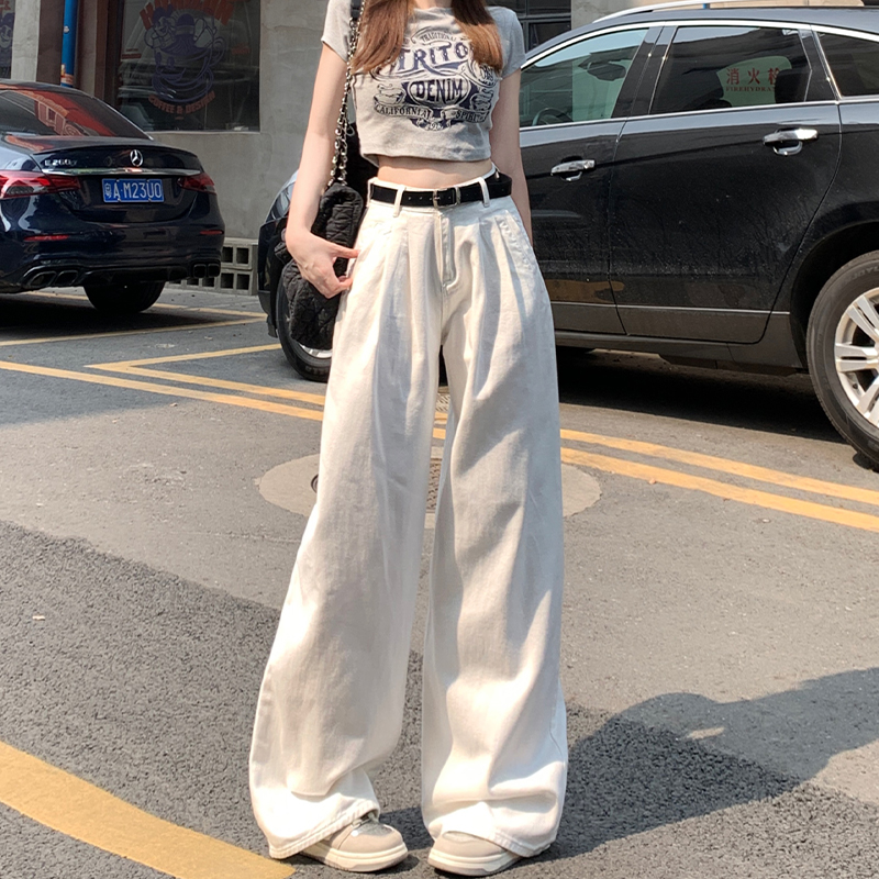 Women's Plus Size Loose American White Jeans