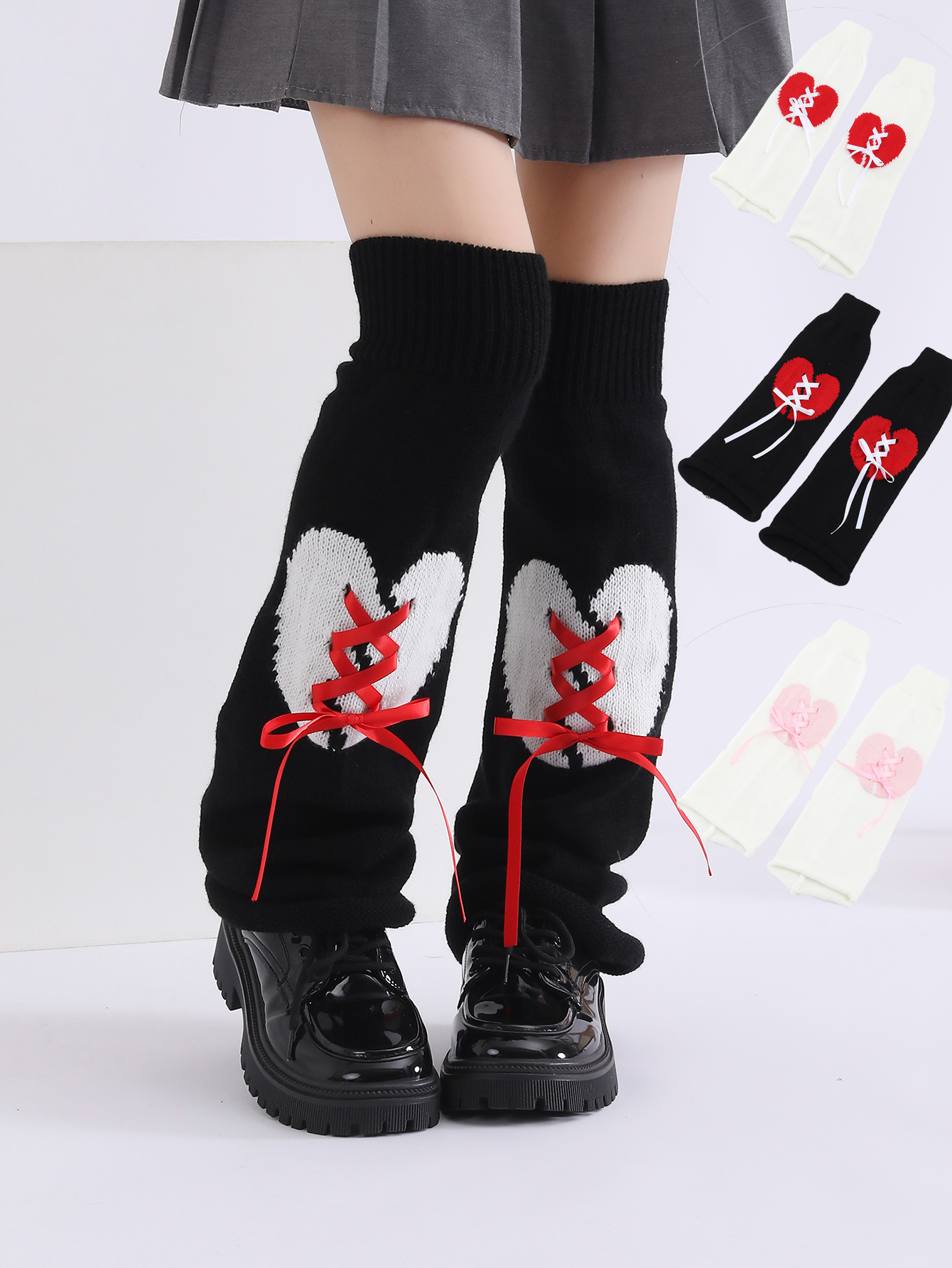 Fashion Y2K Gothic Knitted Flared Love Cute Lolita Leg Warmer For