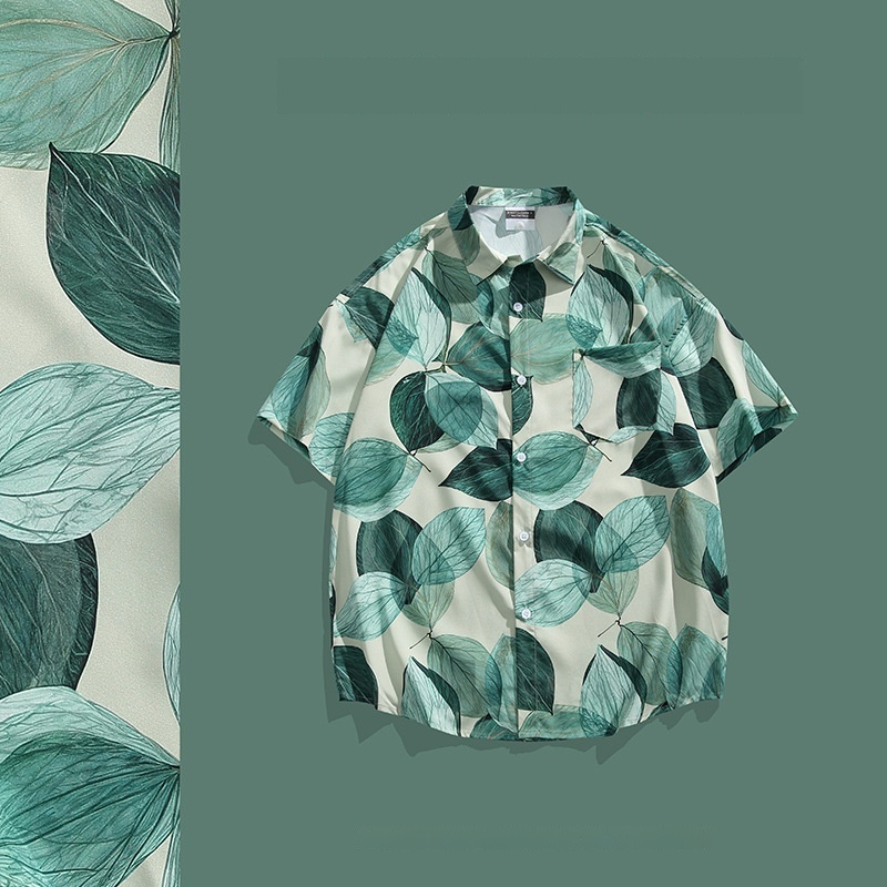 Hawaiian Palm Tree Print Short Sleeve Shirt