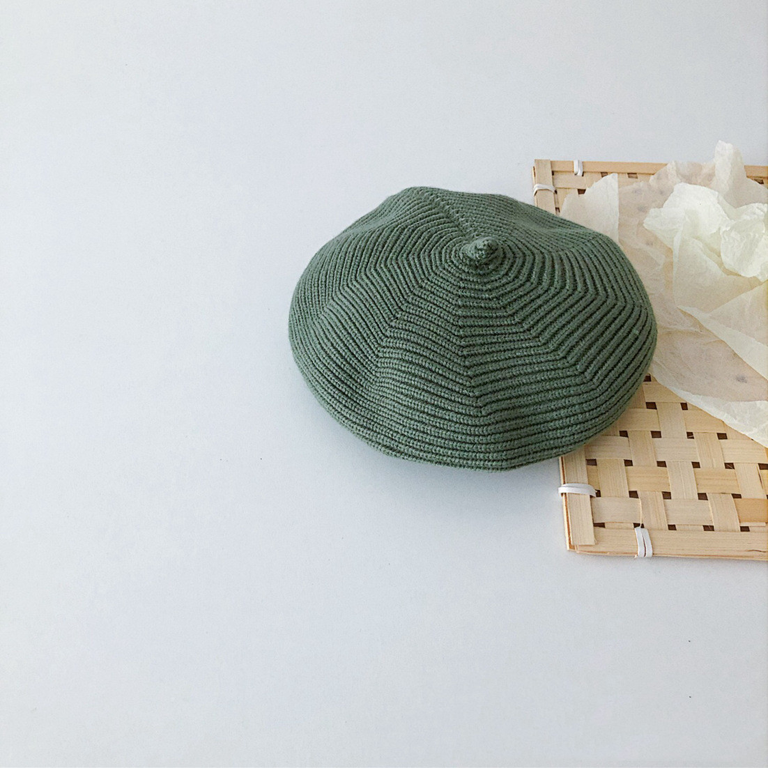 Solid Color Pacifier Kids Knit Beret Hat
