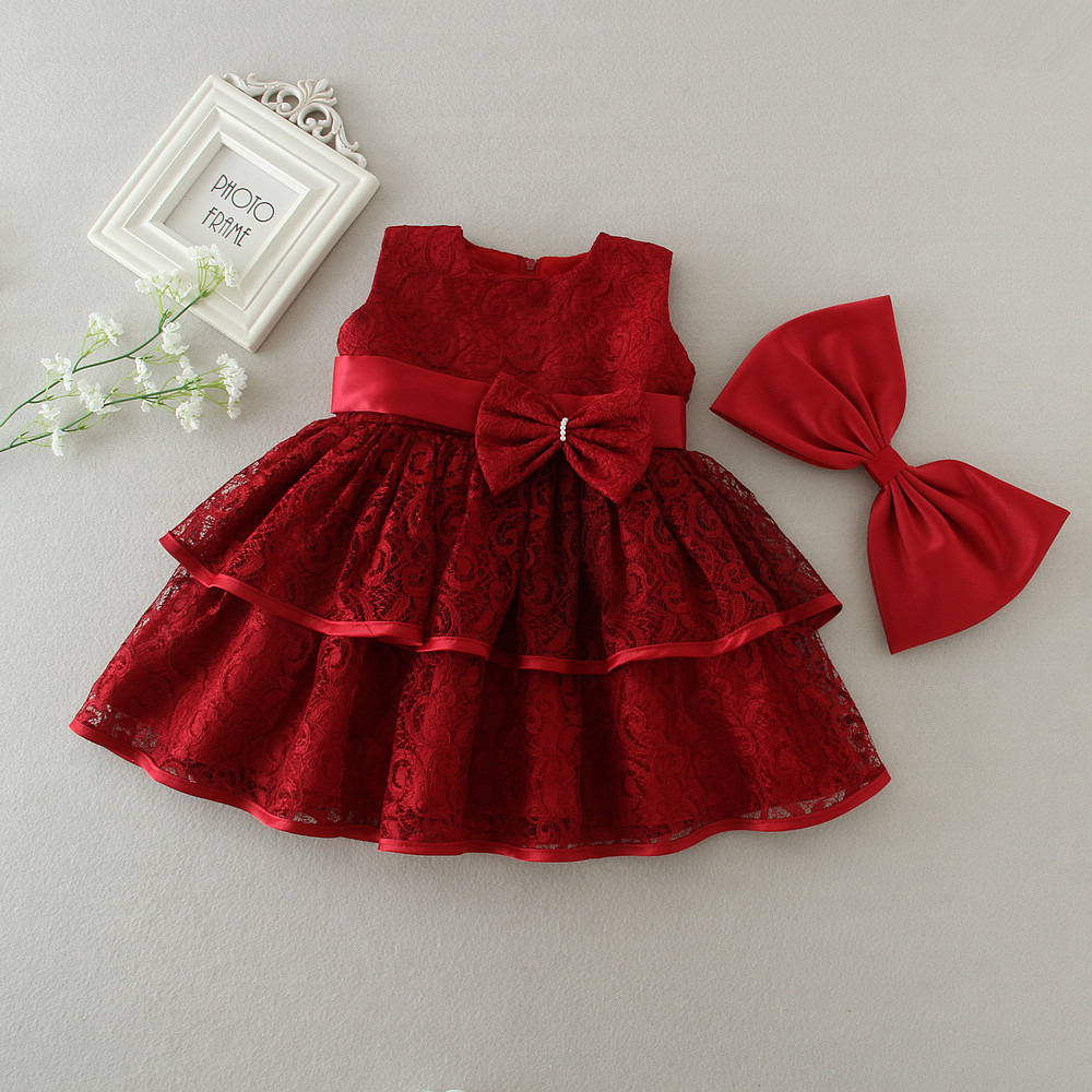 Maggie New Girl Baby Birthday Full Moon Wine Wedding Dress Princess