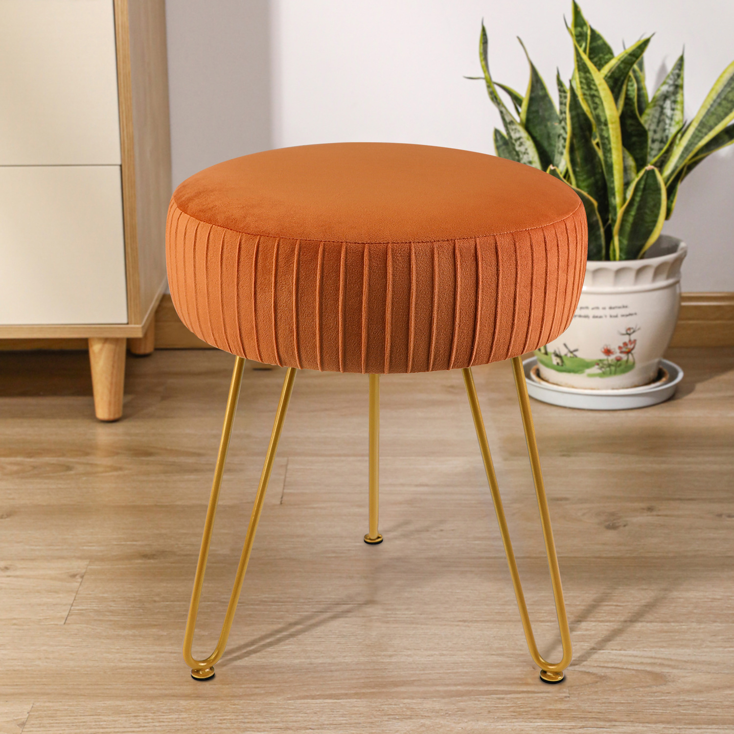 Striped Home Dressing Table Interior Metal Footstool Stool