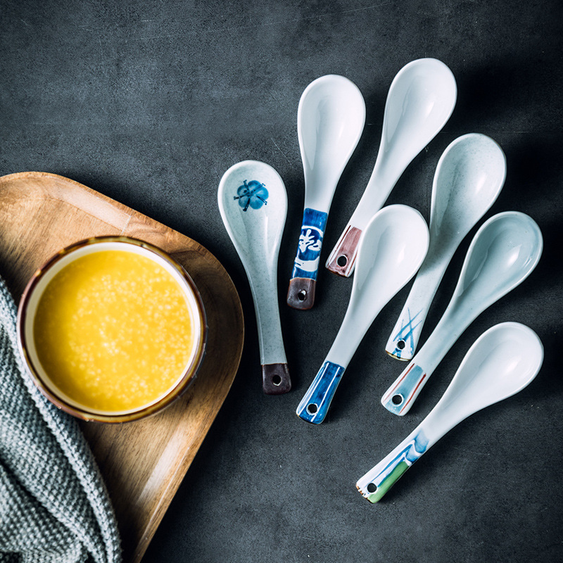 Hand-painted Ceramic Household Soup Noodles Spoon