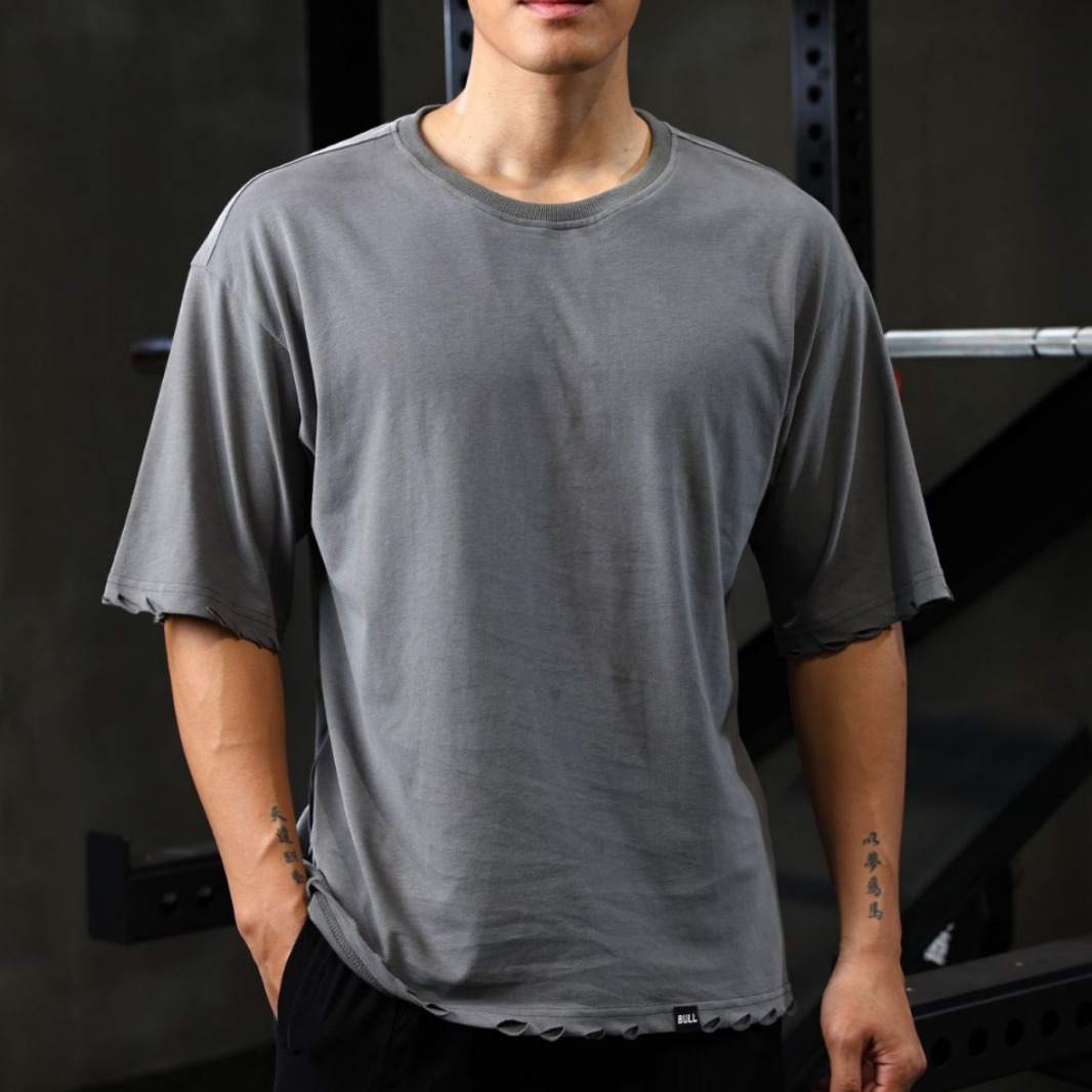 Men's Loose Short Sleeve Ripped Cotton