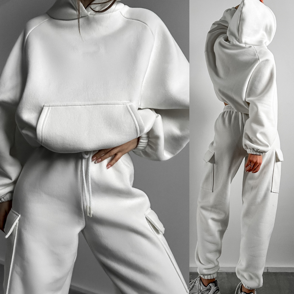 Female Solid Color Fashion Sports And Leisure Sweater Suit