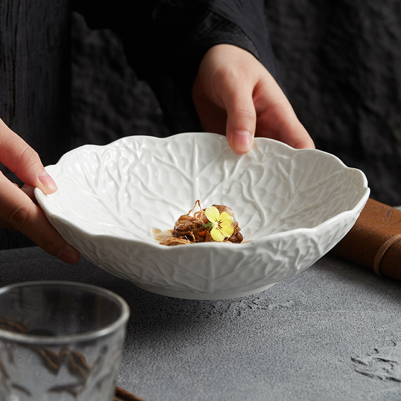Ceramic Cabbage Noodle Bowl Soup Household High-grade Irregular