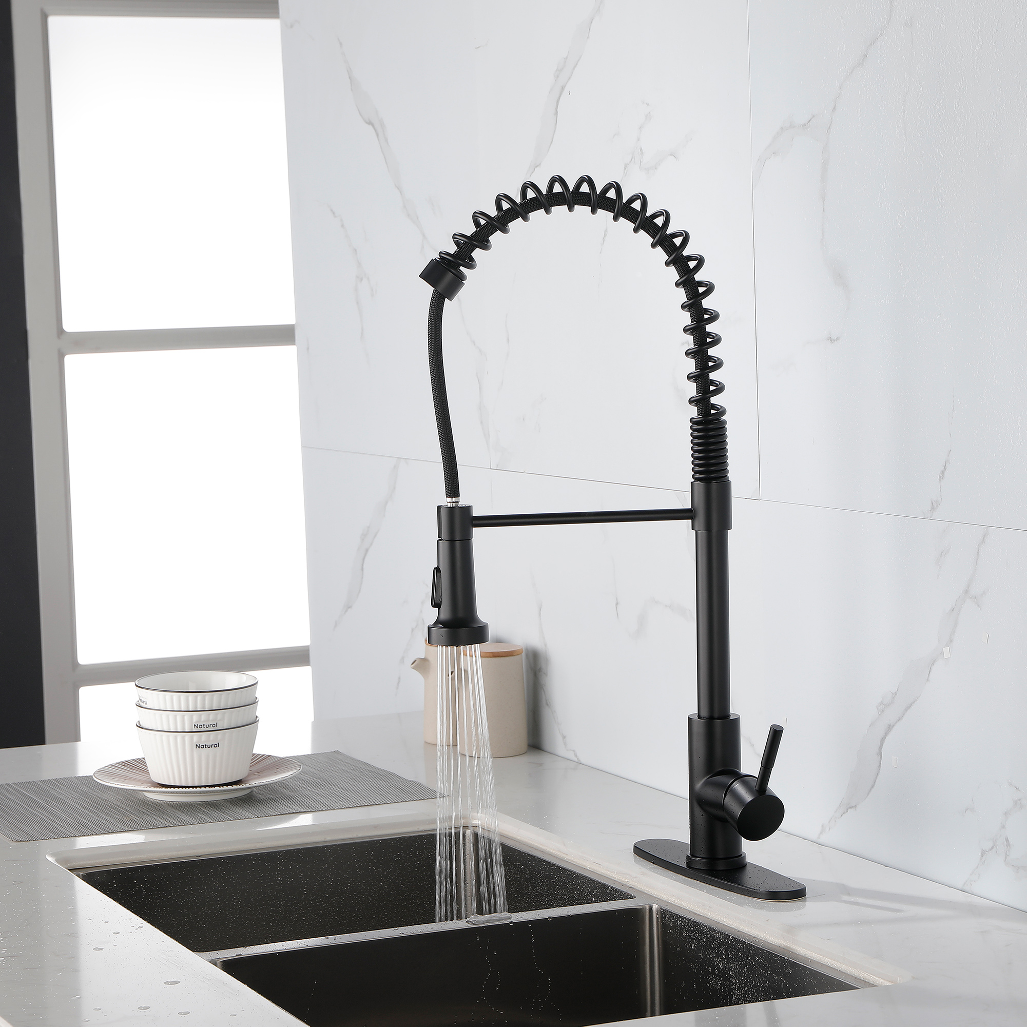 Solid Brass Single Handle Rod Downward Spring Kitchen Sink Faucet