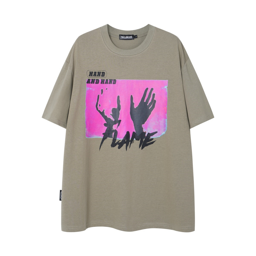 Hand Abstract Printing Short Sleeve Men