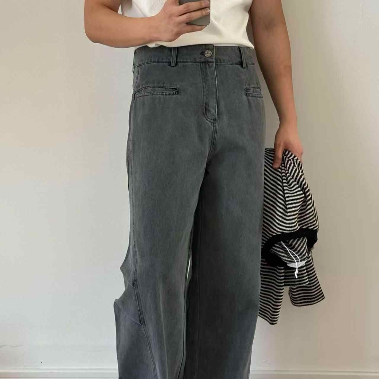 Three-dimensional Cut Pleated Washed All-match Matchet Pants White