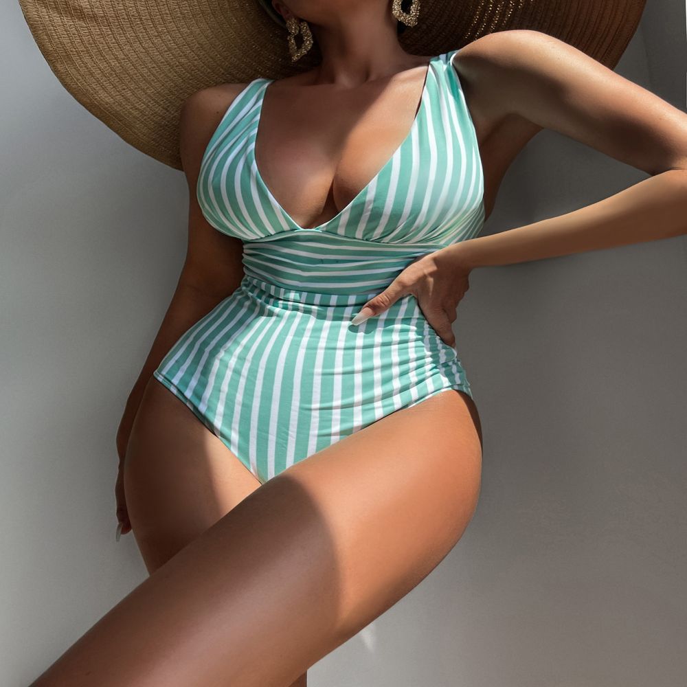 New Bikini Women's One-piece Swimsuit Striped