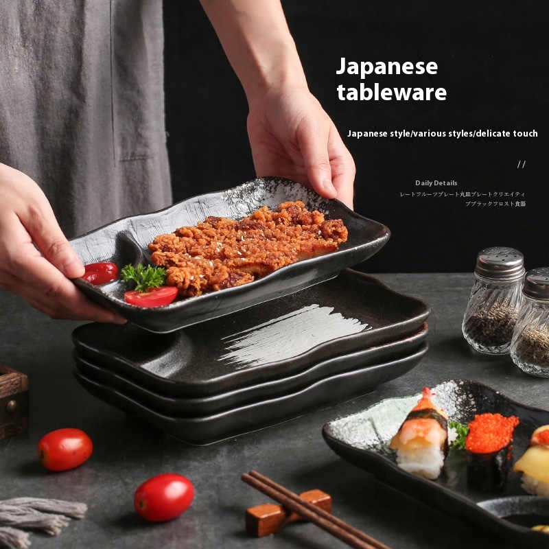 Compartments Plate Household Separated Ceramic Dinner