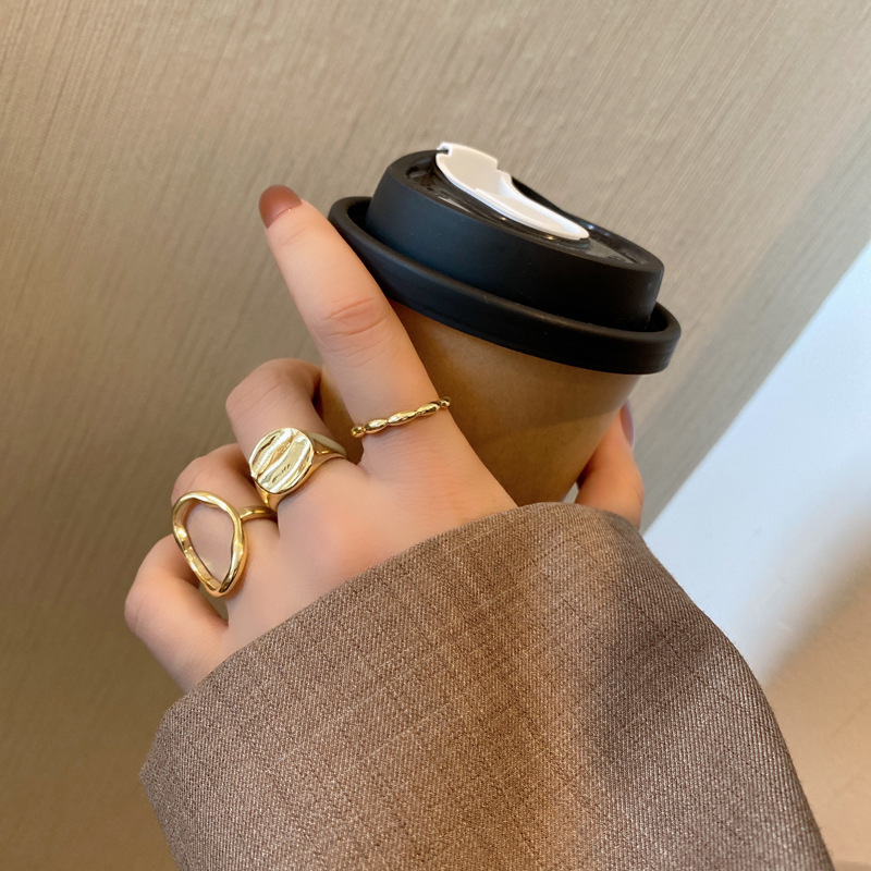 Personality Geometry Hollow Three-piece Ring Set
