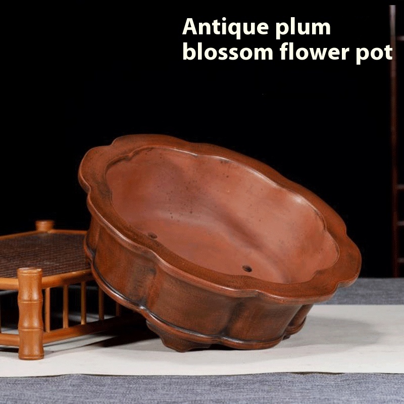 Antique Old Plum Handmade Purple Sand Flowerpot