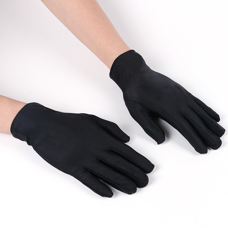 Men And Women Spandex Sunscreen Gloves Thin Summer Black White Etiquette