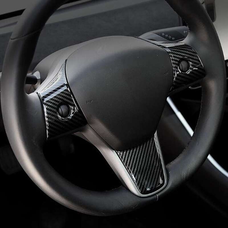3 Pcs Set Car Steering Wheel Decoration For Tesla Model With Logo