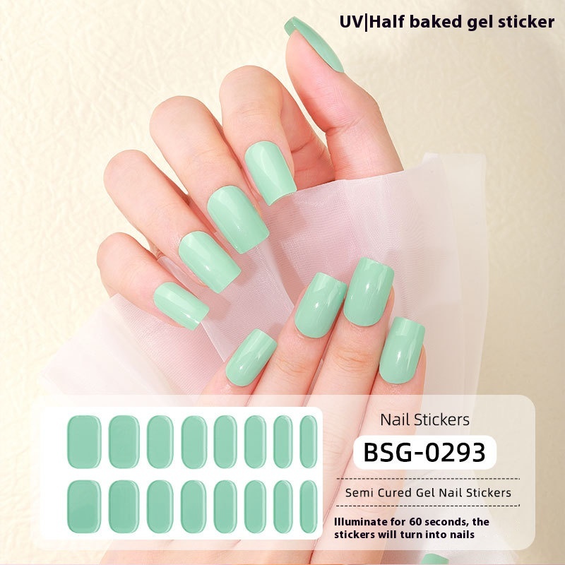 Pure Color UV Gel Nail Sticker Semi-curing Stickers Heating Lamp