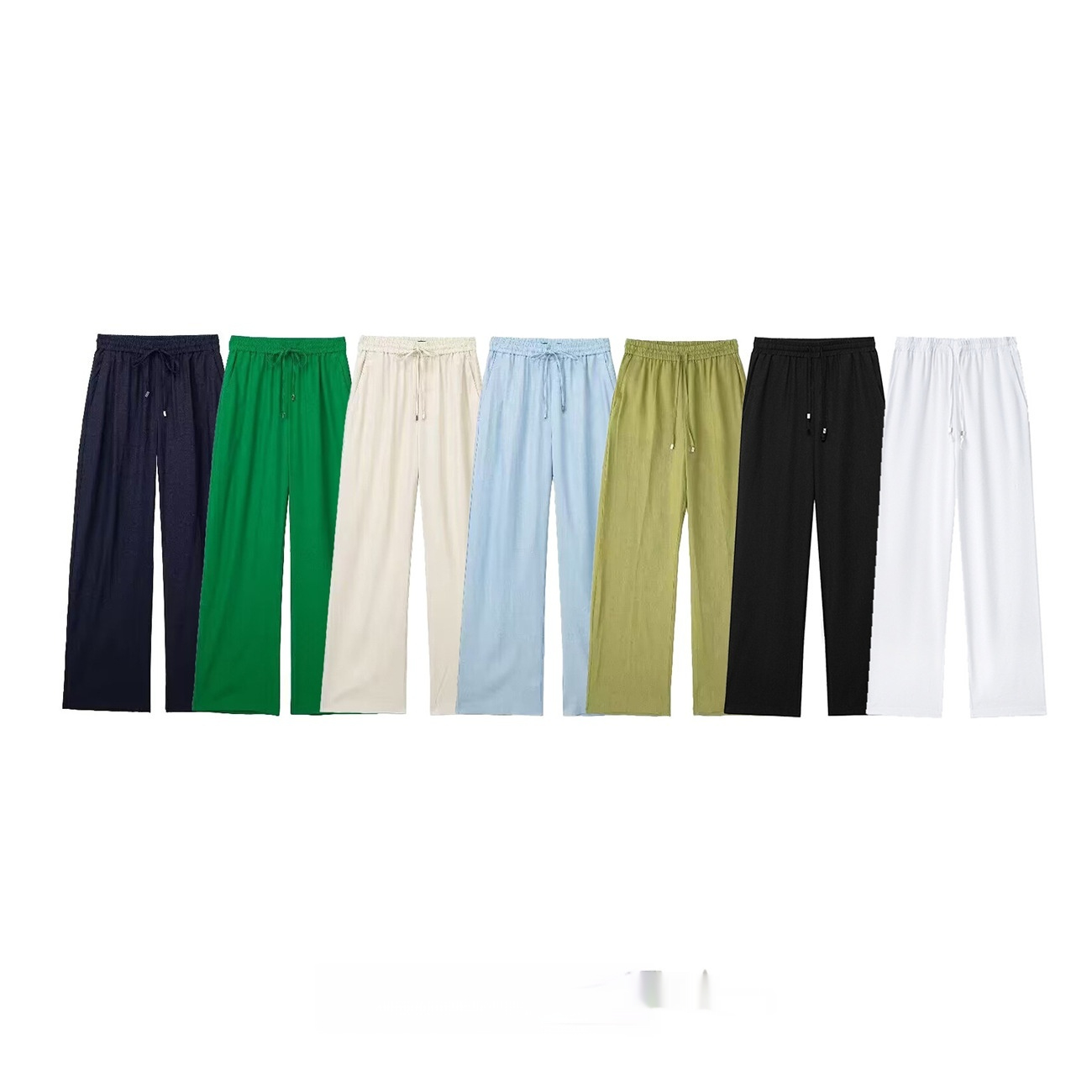 New Fashion Elastic Waist Pure Color Tied Comfort And Casual