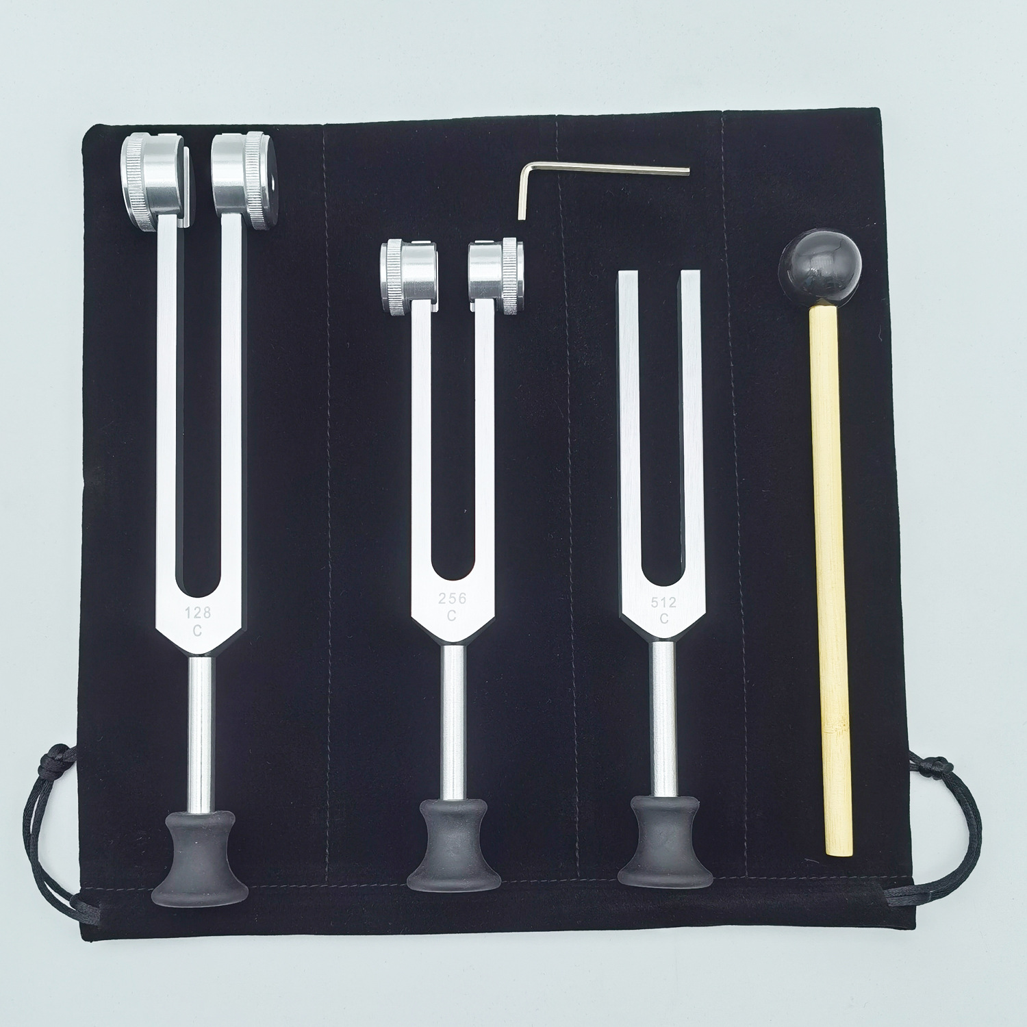 Aluminum Alloy Tuning Fork Suit Gold 3 Pcs With Base