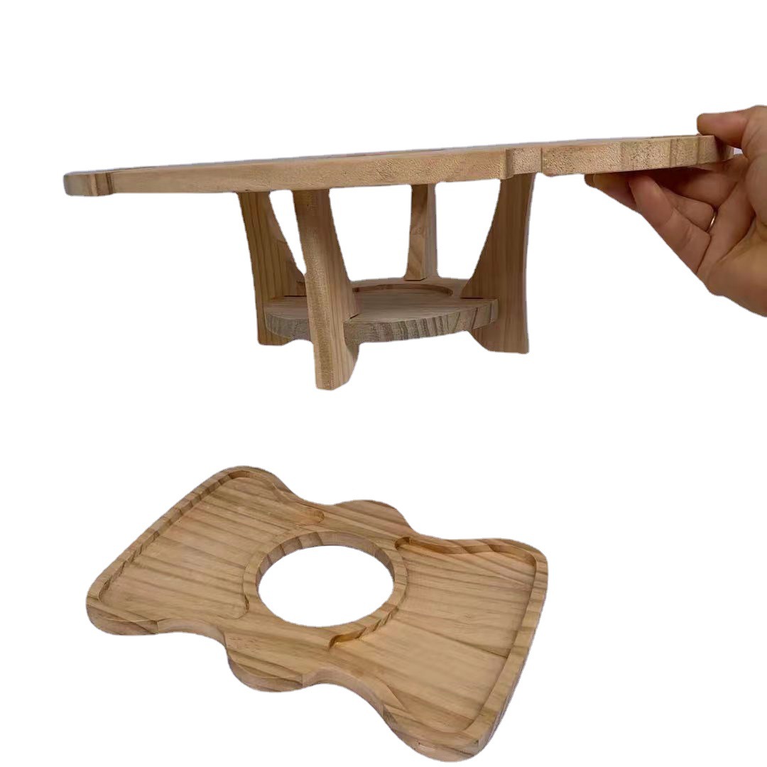 Wooden Outdoor Couple Picnic Table Wine Rack