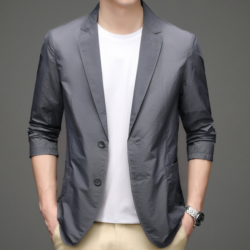 Men's Sunscreen Blue Small Suit Thin Section Breathable Gray Jacket
