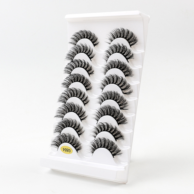 European And American 3D Dense 8 Double Pairs Of False Eyelashes
