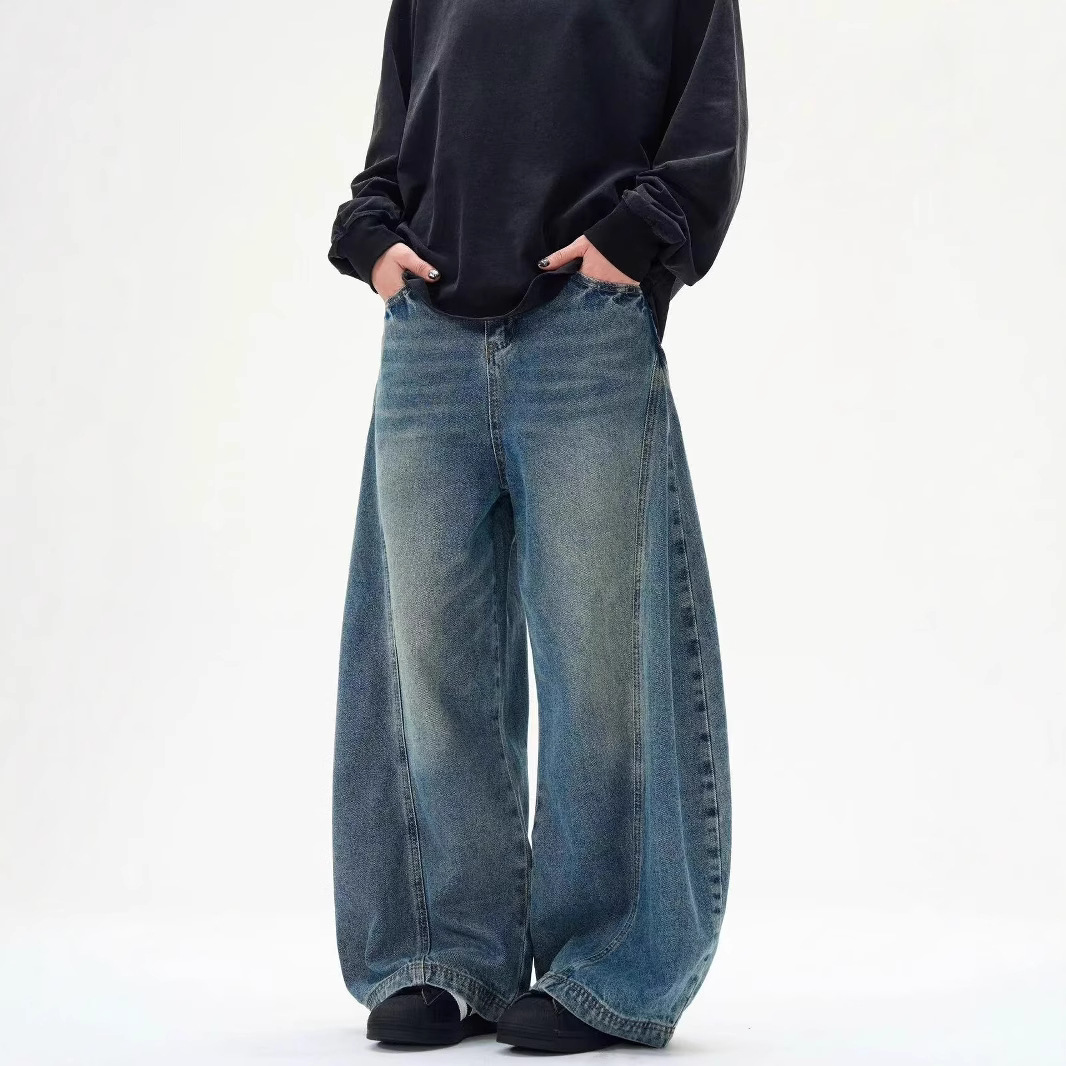 American Retro Washed Distressed Machete Design Jeans