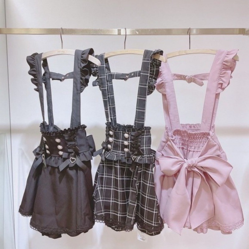 Japanese Style Lace Ribbon Bow Strap Dress