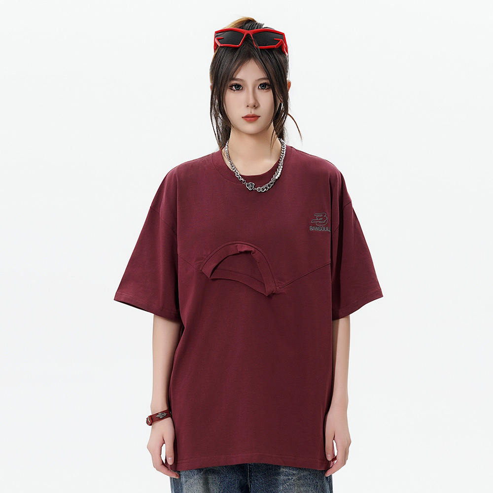Men's Double-neckline Stitching Short-sleeved Top