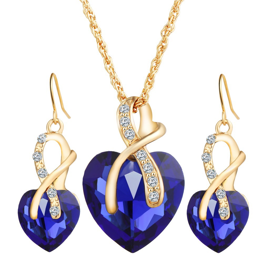 Heart-shaped Faux Austrian Crystal Zircon Earrings