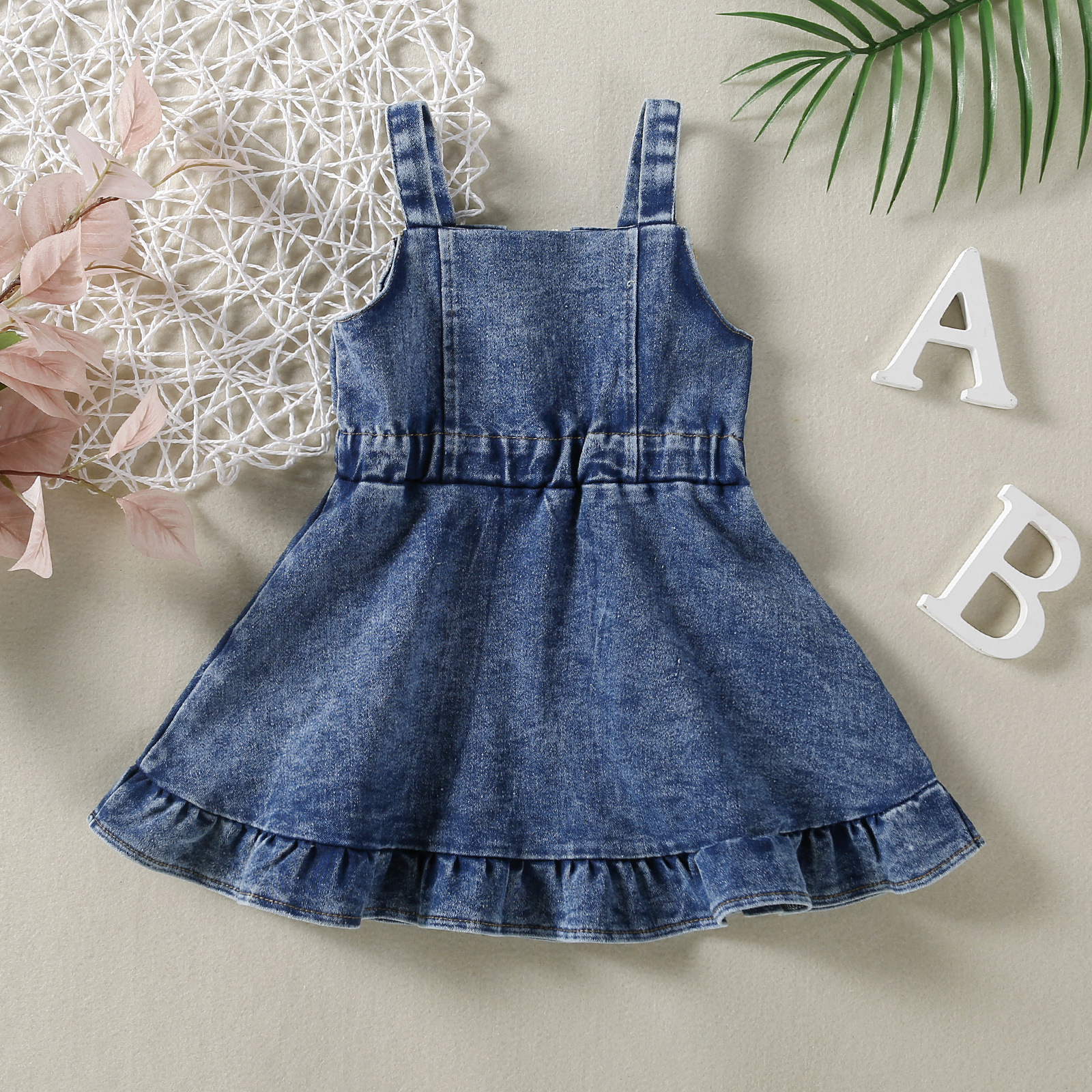 Cross-border Infant Baby Girl Children's Clothing Strap Denim Dress